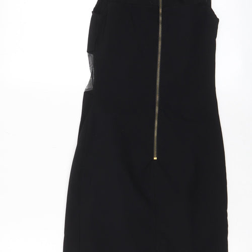 New Look Womens Black Viscose A-Line Size 10 Crew Neck Zip