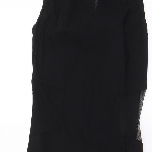 New Look Womens Black Viscose A-Line Size 10 Crew Neck Zip