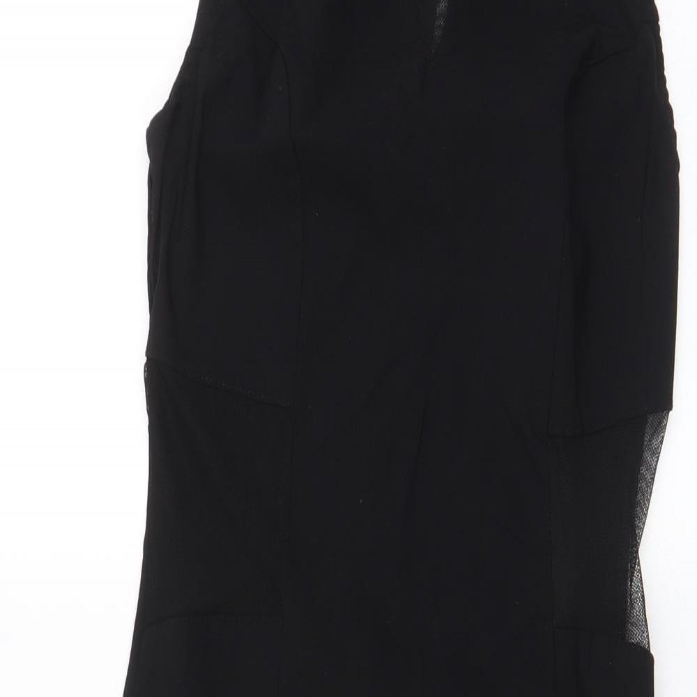 New Look Womens Black Viscose A-Line Size 10 Crew Neck Zip