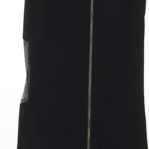 New Look Womens Black Viscose A-Line Size 10 Crew Neck Zip