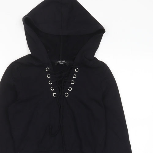 Select Womens Black Cotton Pullover Hoodie Size 6 Pullover - Lace Up