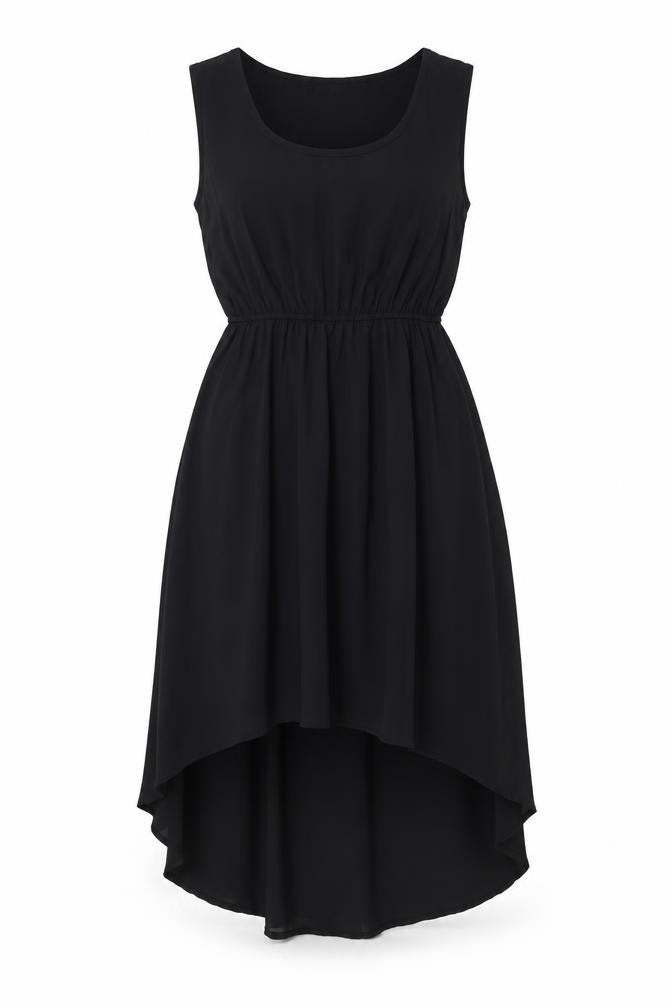 Front view of Voulez-Vous women’s black polyester a-line, size XS, scoop neck pullover