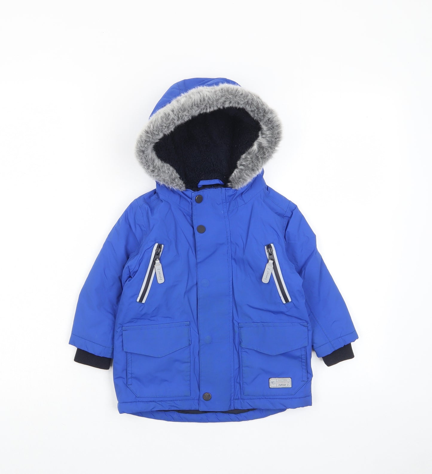 Jasper Conran Boys Blue Basic Coat Coat Size 12-18 Months Zip - Zip Pockets