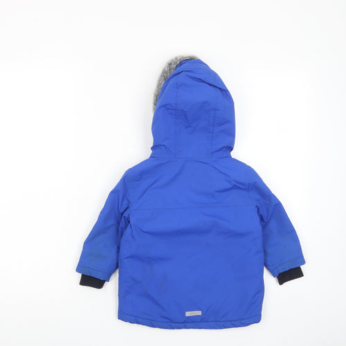 Jasper Conran Boys Blue Basic Coat Coat Size 12-18 Months Zip - Zip Pockets