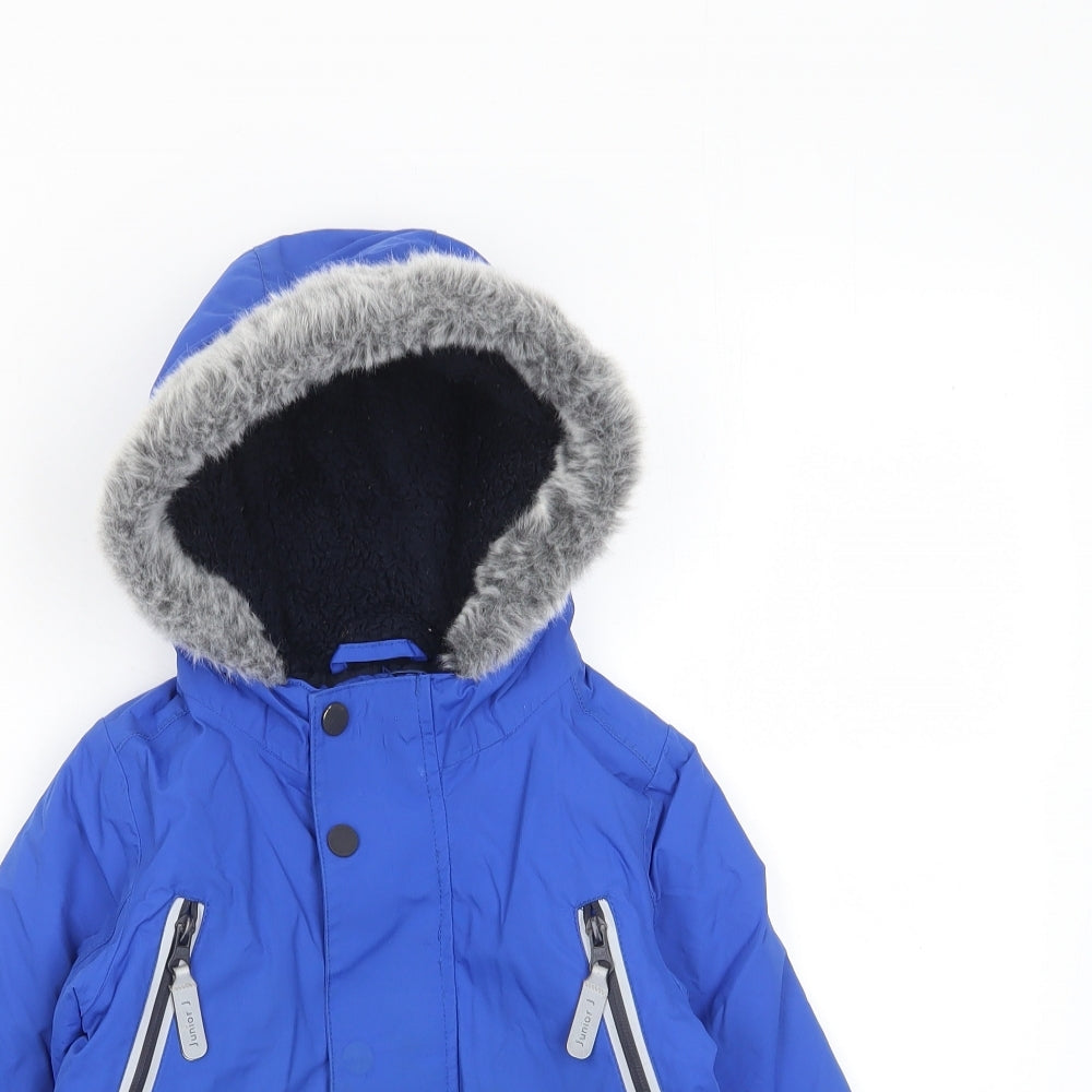Jasper Conran Boys Blue Basic Coat Coat Size 12-18 Months Zip - Zip Pockets