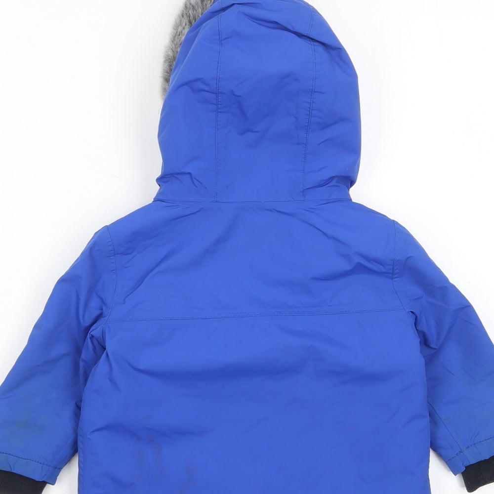 Jasper Conran Boys Blue Basic Coat Coat Size 12-18 Months Zip - Zip Pockets