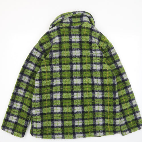 Me Jane Womens Green Plaid Jacket Size L Zip - Pockets