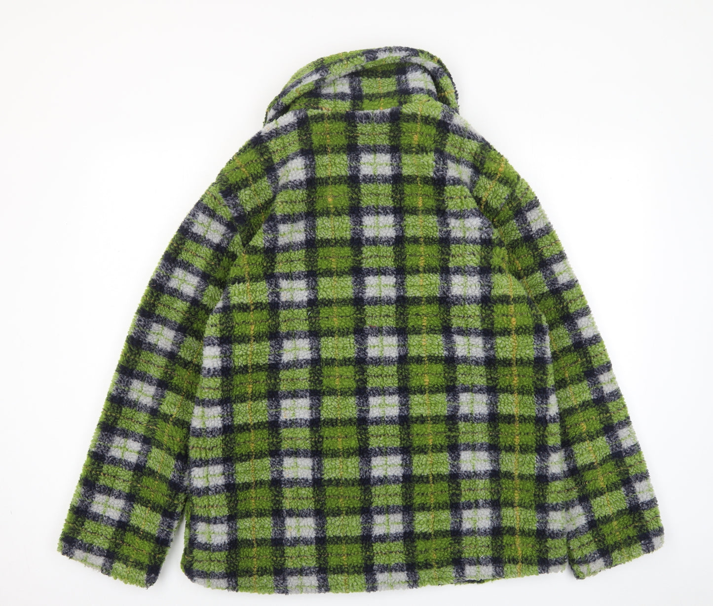 Me Jane Womens Green Plaid Jacket Size L Zip - Pockets