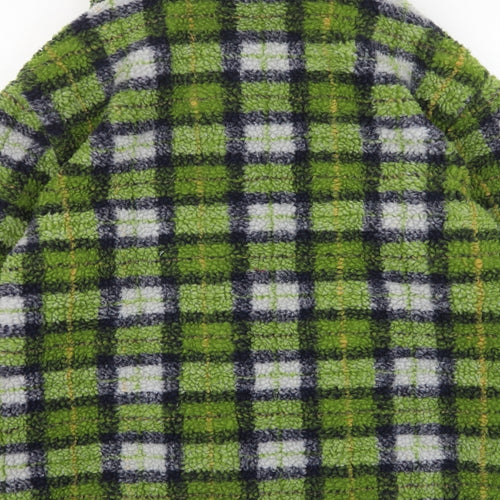 Me Jane Womens Green Plaid Jacket Size L Zip - Pockets