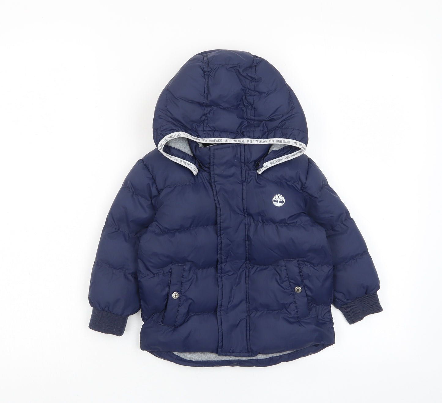 Timberland Boys Blue Basic Coat Coat Size 2 Years Zip - Logo, Pockets