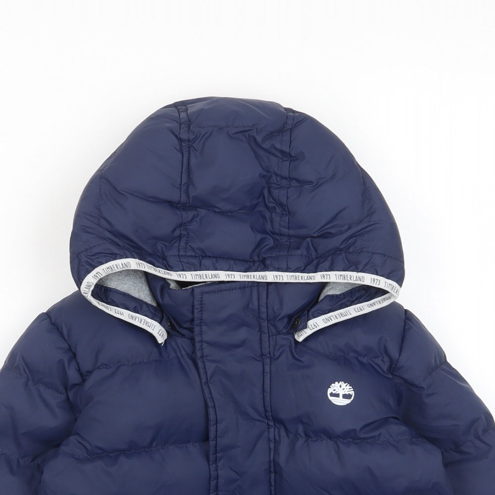 Timberland Boys Blue Basic Coat Coat Size 2 Years Zip - Logo, Pockets
