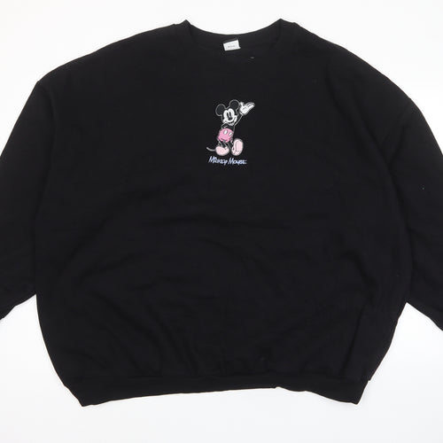 Disney Womens Black Cotton Pullover Sweatshirt Size 20 Pullover - 20-22, Mickey Mouse
