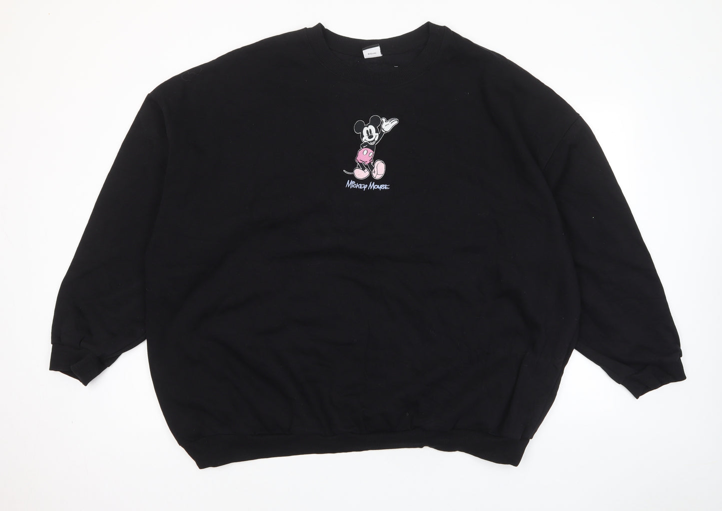 Disney Womens Black Cotton Pullover Sweatshirt Size 20 Pullover - 20-22, Mickey Mouse