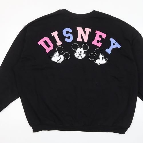Disney Womens Black Cotton Pullover Sweatshirt Size 20 Pullover - 20-22, Mickey Mouse