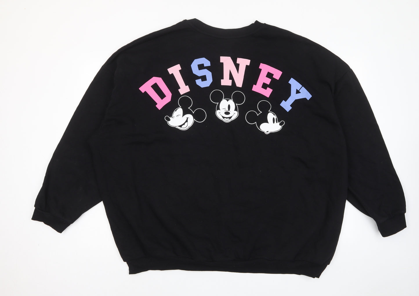 Disney Womens Black Cotton Pullover Sweatshirt Size 20 Pullover - 20-22, Mickey Mouse