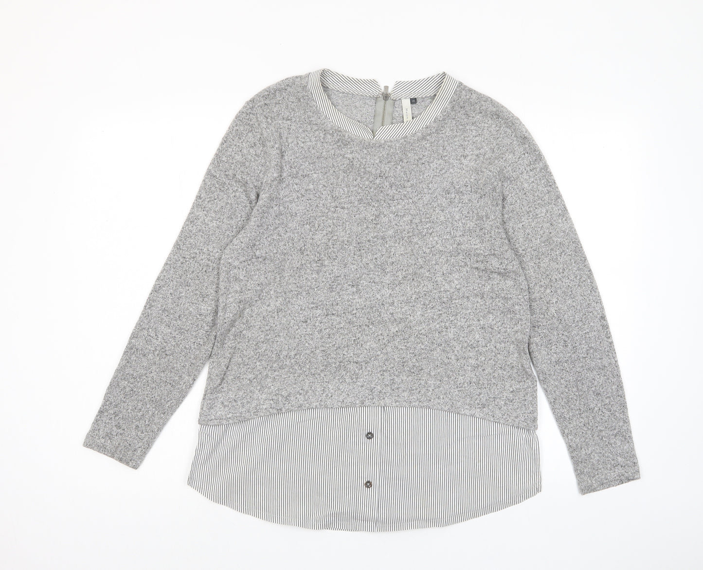 Maison de Nimes Womens Grey Crew Neck Viscose Pullover Jumper Size 12