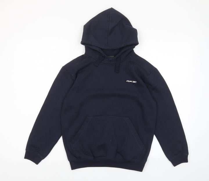 Reebok Boys Blue Cotton Pullover Hoodie Size 10 Years Pullover - Logo, Pockets