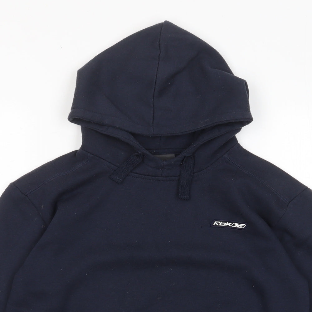 Reebok Boys Blue Cotton Pullover Hoodie Size 10 Years Pullover - Logo, Pockets