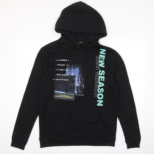 PRETTYLITTLETHING Womens Black Cotton Pullover Hoodie Size S Pullover - Pockets