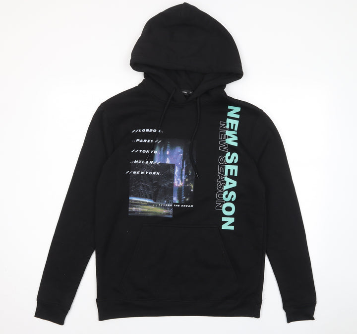 PRETTYLITTLETHING Womens Black Cotton Pullover Hoodie Size S Pullover - Pockets