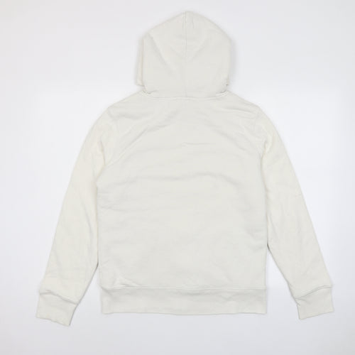 Gap Womens White Cotton Full Zip Hoodie Size M Zip - Logo, Pockets