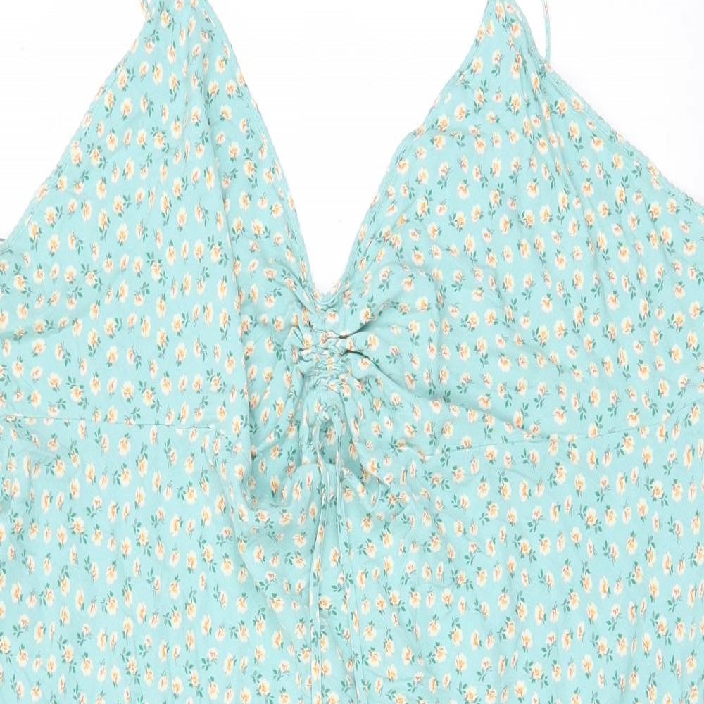 Marks and Spencer Womens Blue Floral Viscose Cami Dress Size 26