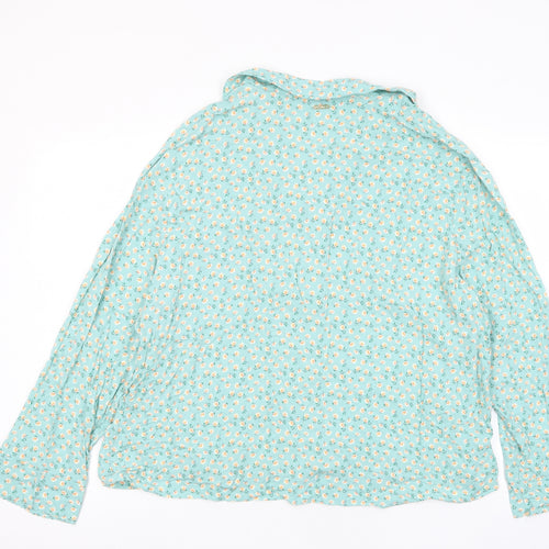 Marks and Spencer Womens Blue Floral Viscose Top Pyjama Top Size 20 Button - Pocket