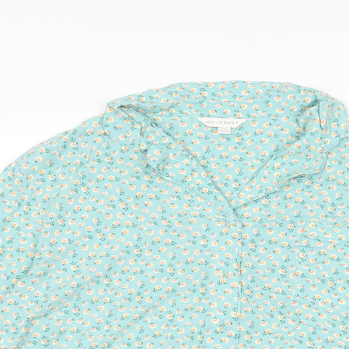Marks and Spencer Womens Blue Floral Viscose Top Pyjama Top Size 20 Button - Pocket