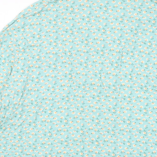 Marks and Spencer Womens Blue Floral Viscose Top Pyjama Top Size 20 Button - Pocket