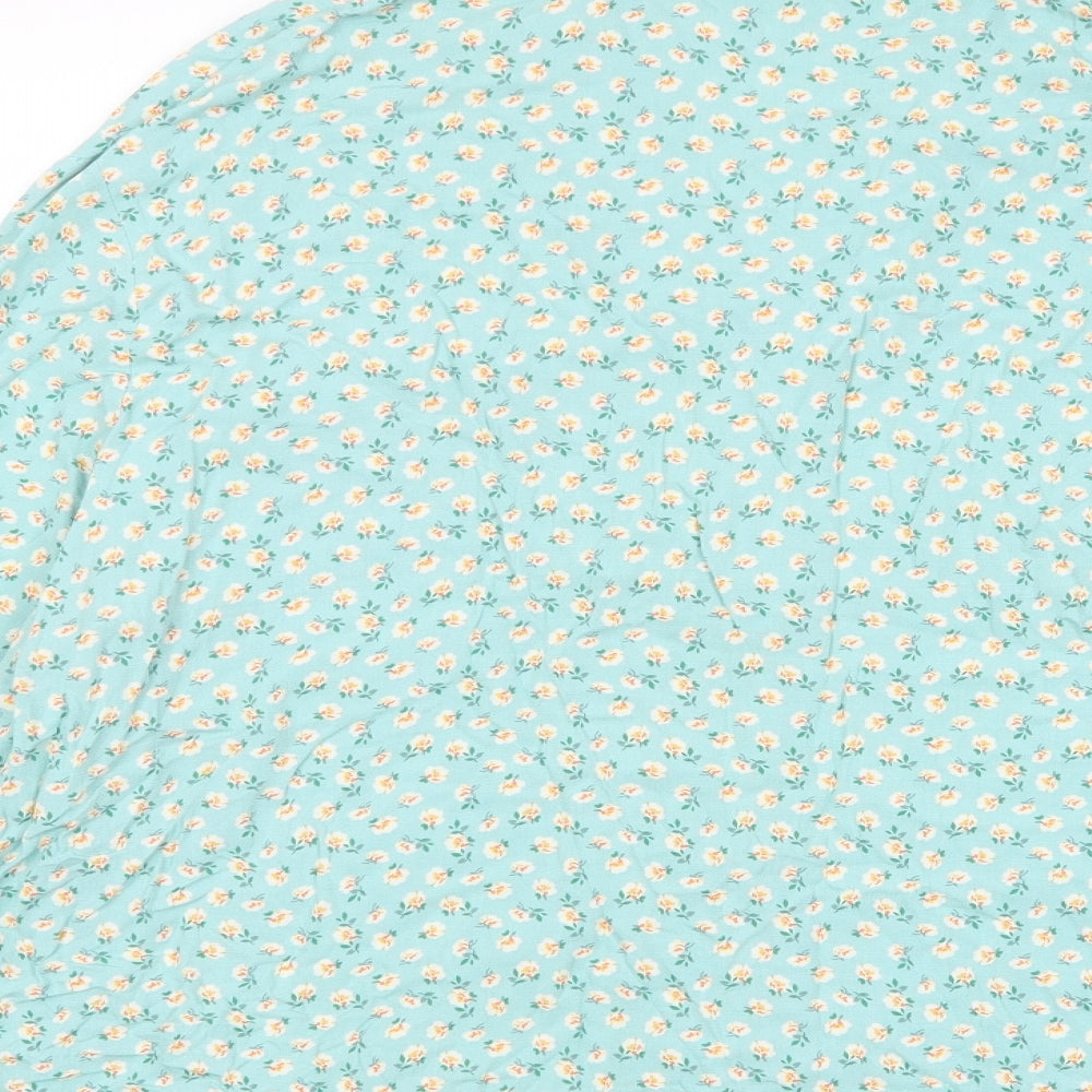 Marks and Spencer Womens Blue Floral Viscose Top Pyjama Top Size 20 Button - Pocket