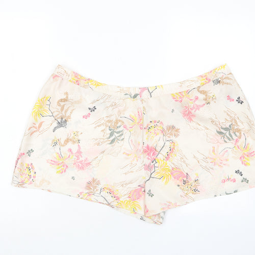 Marks and Spencer Womens Pink Floral Polyester Top Sleep Shorts Size 22 - Elasticated waist
