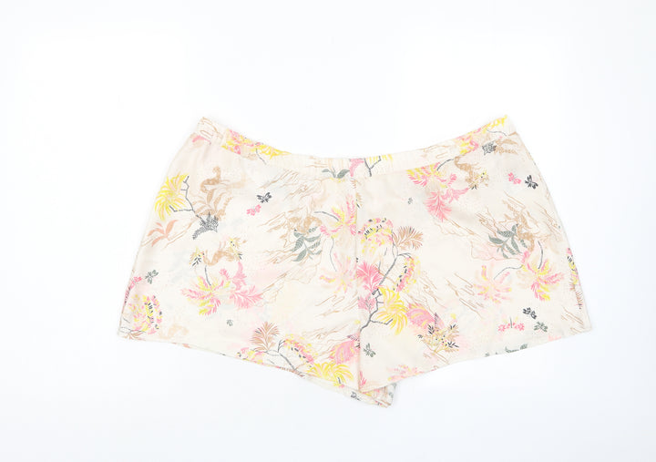 Marks and Spencer Womens Pink Floral Polyester Top Sleep Shorts Size 22 - Elasticated waist