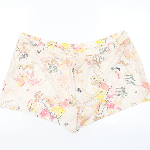 Marks and Spencer Womens Pink Floral Polyester Top Sleep Shorts Size 22 - Elasticated waist