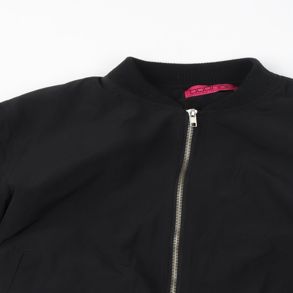 Boohoo Womens Black Bomber Jacket Jacket Size 10 Zip