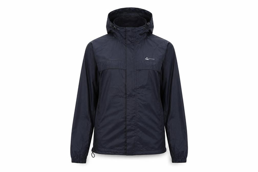 Front view of Scafell Rock women’s blue windbreaker jacket, size M, zip
