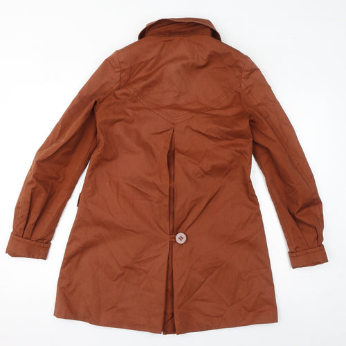 H&M Womens Brown Overcoat Coat Size 6 Button