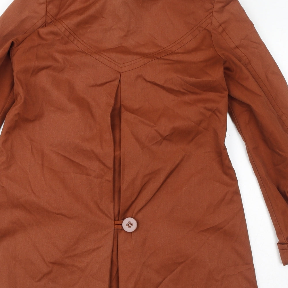 H&M Womens Brown Overcoat Coat Size 6 Button