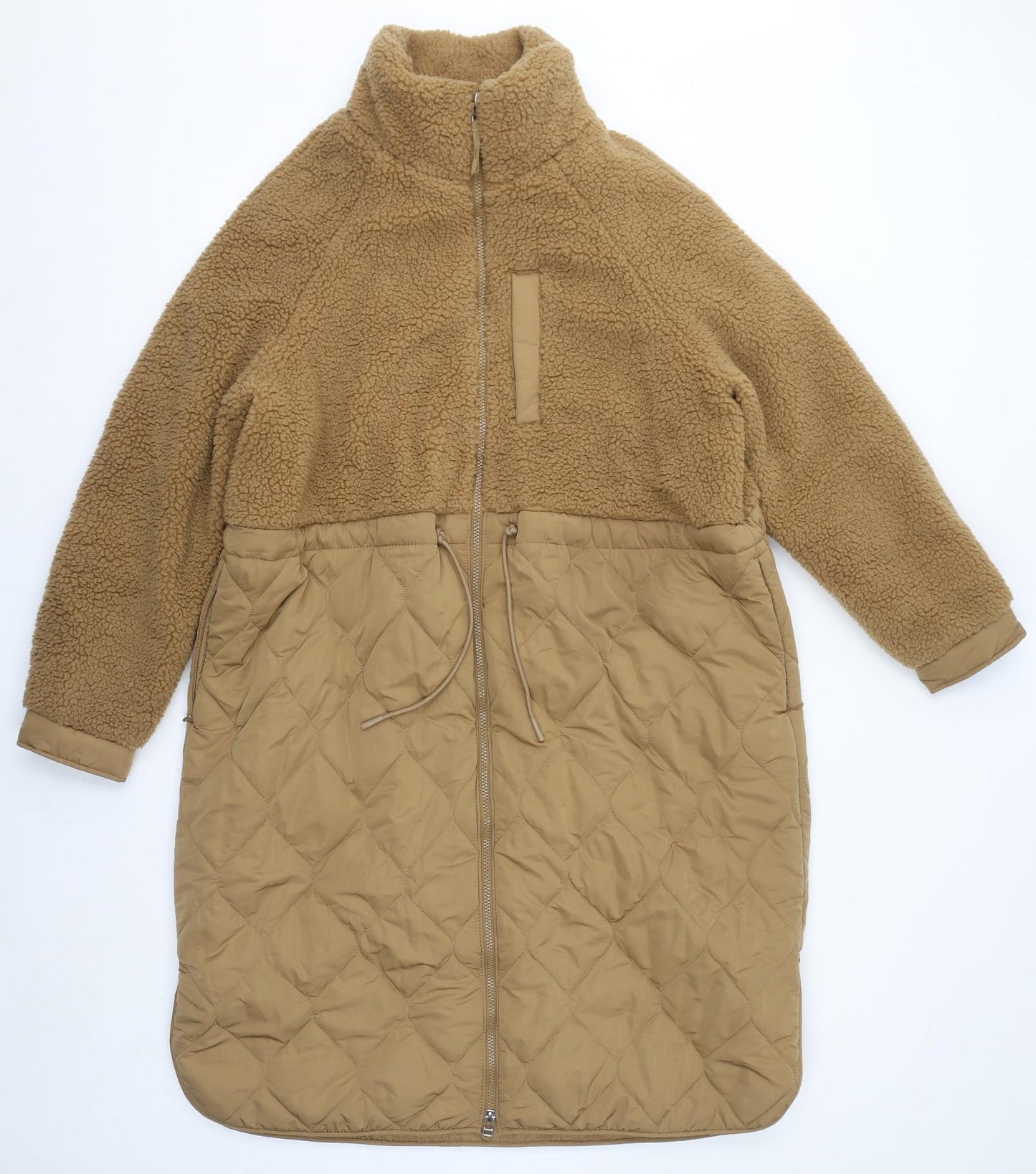 Marks and Spencer Womens Brown Quilted Coat Size 16 Zip