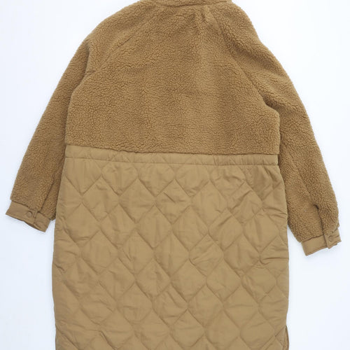 Marks and Spencer Womens Brown Quilted Coat Size 16 Zip