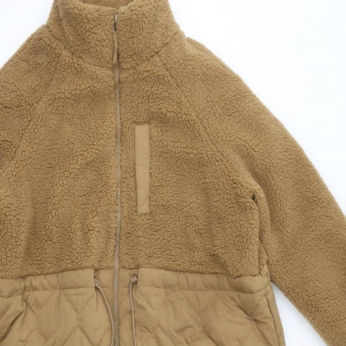 Marks and Spencer Womens Brown Quilted Coat Size 16 Zip