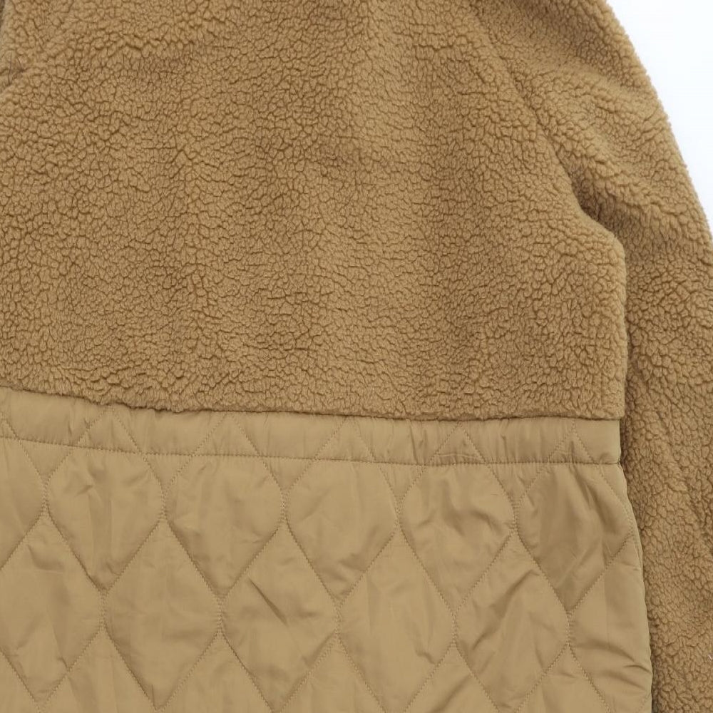 Marks and Spencer Womens Brown Quilted Coat Size 16 Zip