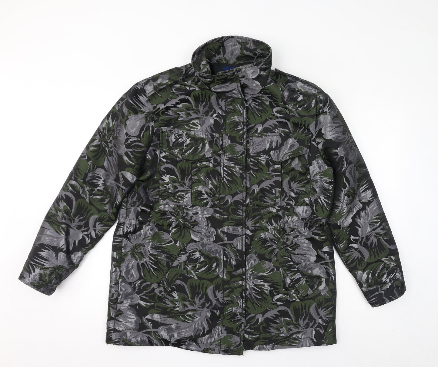 NEXT Womens Black Floral Jacket Size 12 Zip