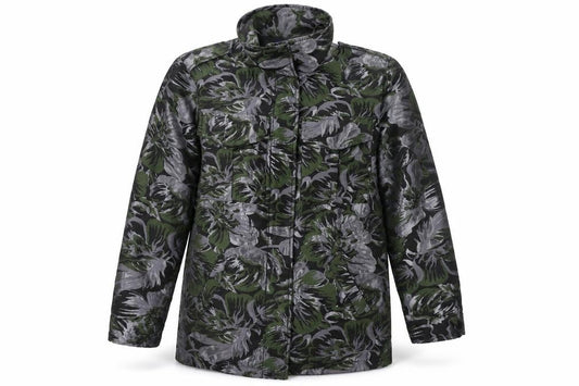 Front view of Next women’s black floral jacket, size UK 12, zip