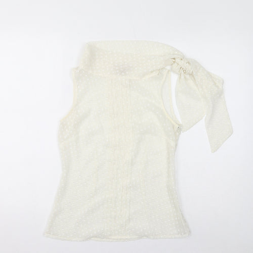 Banana Republic Womens White Polka Dot Polyester Basic Blouse Size 4 Mock Neck - US Size 0, Sheer