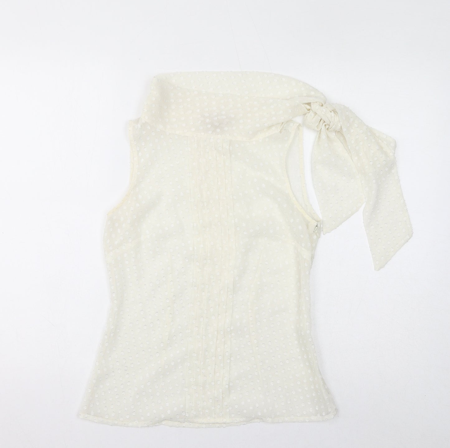 Banana Republic Womens White Polka Dot Polyester Basic Blouse Size 4 Mock Neck - US Size 0, Sheer