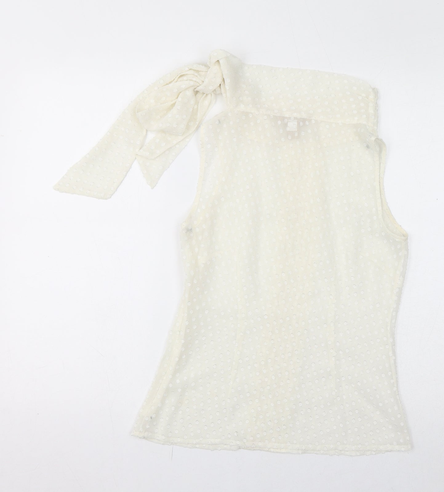 Banana Republic Womens White Polka Dot Polyester Basic Blouse Size 4 Mock Neck - US Size 0, Sheer