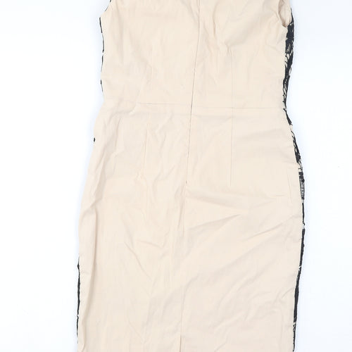 Paper Dolls Womens Ivory Viscose Pencil Dress Size 8 V-Neck Zip - Lace Detail