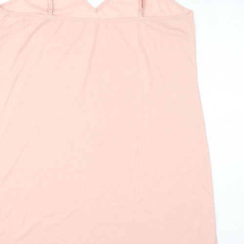 ASOS Womens Pink Polyester Slip Dress Size 18 V-Neck Pullover