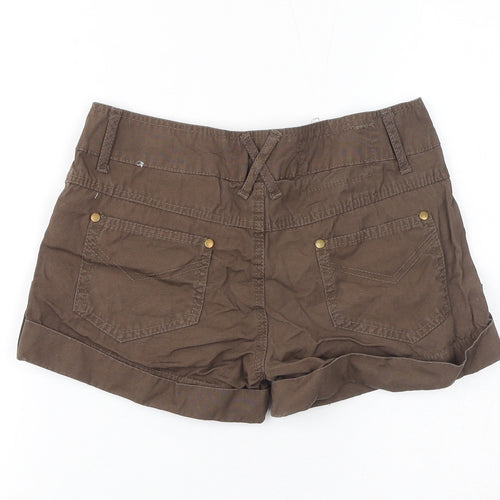 Denim & Co. Womens Brown Cotton Hot Pants Shorts Size 6 L3 in Regular Zip