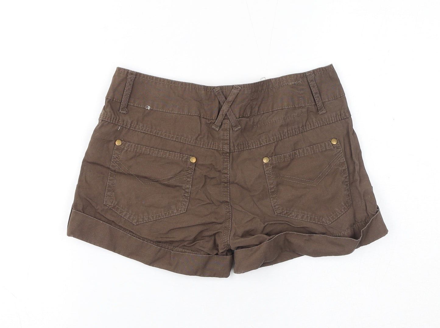 Denim & Co. Womens Brown Cotton Hot Pants Shorts Size 6 L3 in Regular Zip